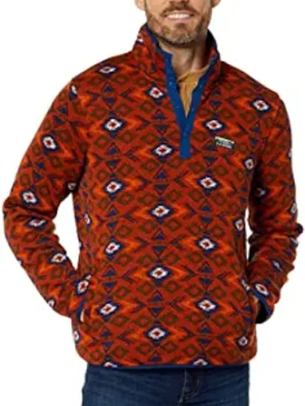 L.L. Bean Men’s L Tall Southwest Aztec Snap Fleece Pullover Sweater NWT